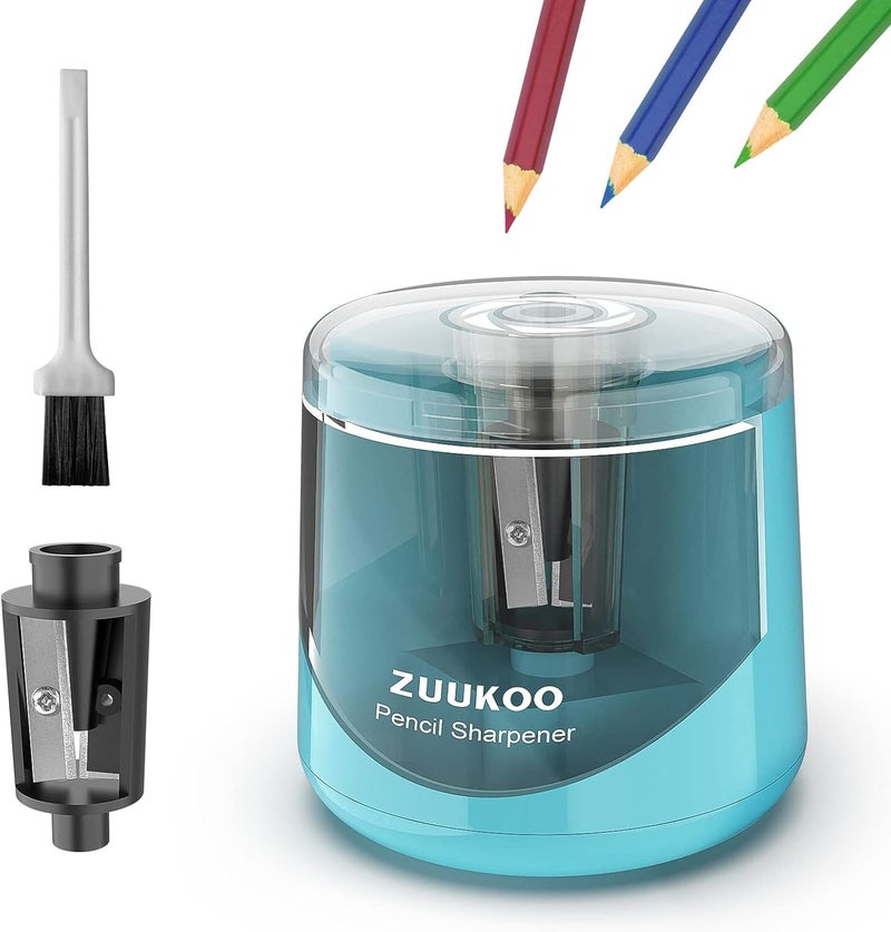 Zuukoo Electric Pencil Sharpeners, Battery Powered for Colored Pencils, High-Speed Operated Automatic & Manual Pencil Sharpener for Kids, Home School (blue1) - Image 1